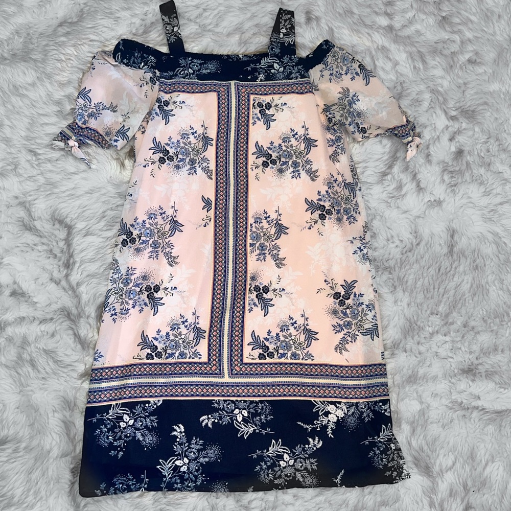 Monteau Pink and Blue Floral Kids Dress